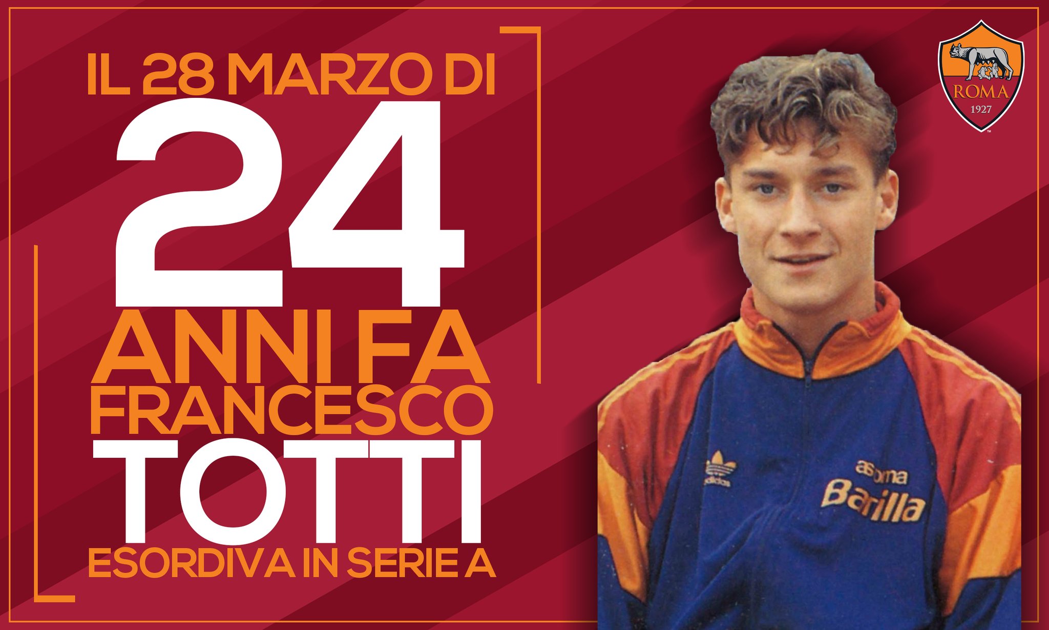 La Roma Celebra Lesordio Di Totti In Serie A Pagine Romaniste