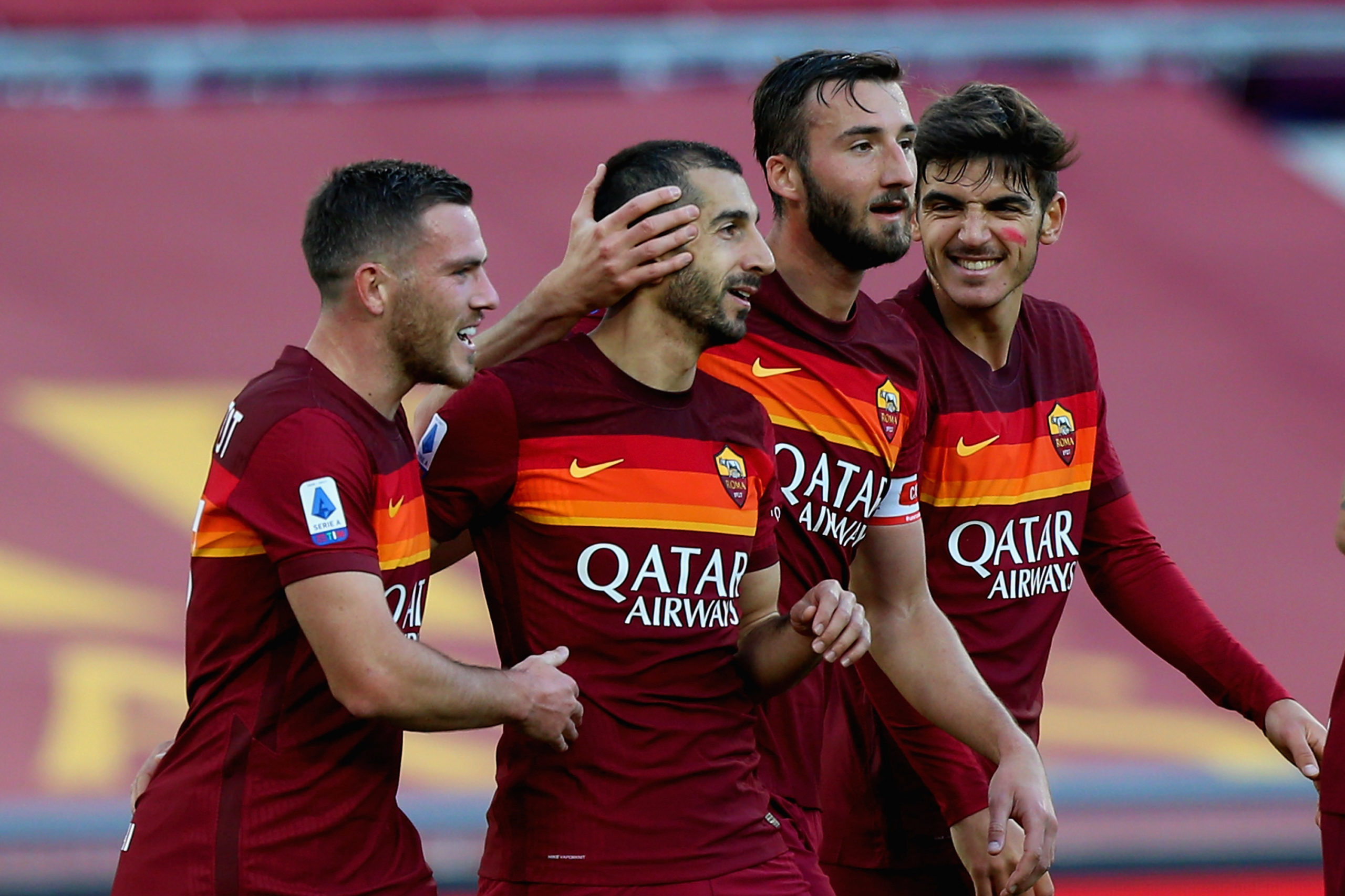 Esultanza Mkhitaryan Veretout Cristante Villar AS Roma V Parma Calcio ...